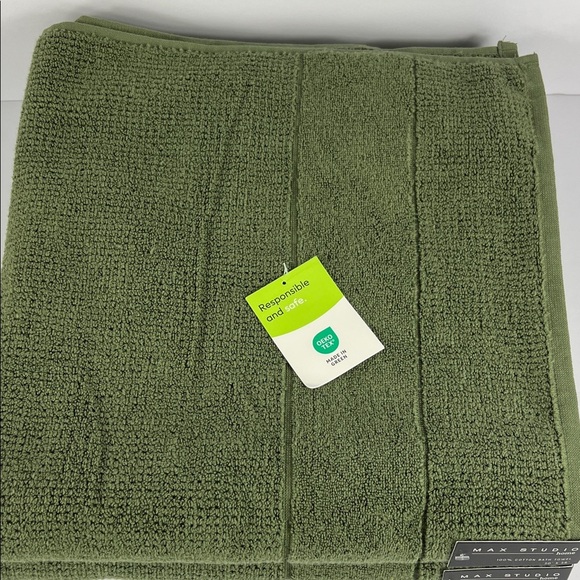 2 Pc Max Studio Bath Towel Set Olive Green Plush 100% Cotton 30" x 56" NEW - Picture 5 of 9